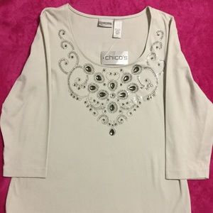 Chico’s Light Grey Scoop Neck Tee